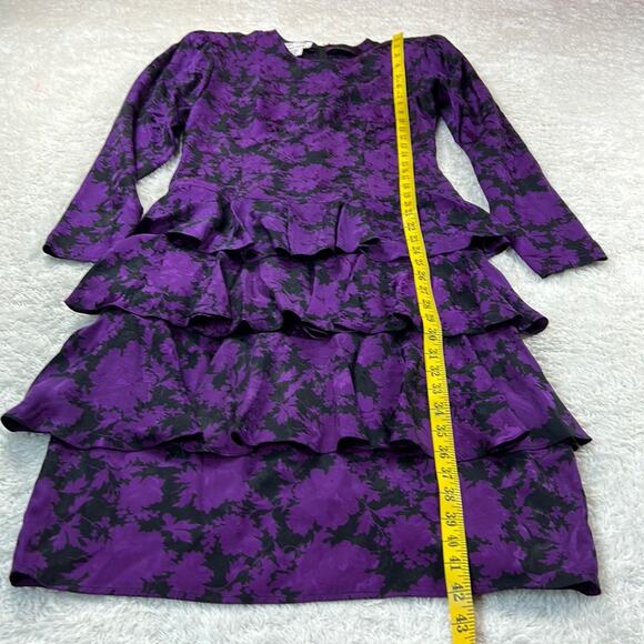 Vintage 80s Maggy London Jeannene Booher Silk ruffled cocktail party dress, 10 - Picture 3 of 11